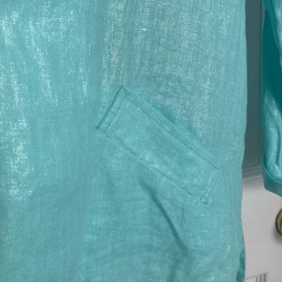 Elliott Lauren Open Jacket in Sky Blue 100%Linen Size 10 - Picture 4 of 12